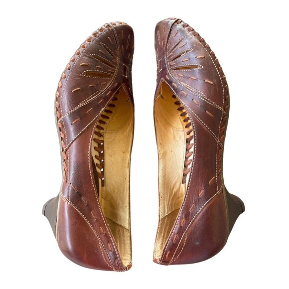 Pinkolinos Brown Cut Out Shoes Spanish Design Kitten Heel Size 39 / 8.5-9 - Picture 8 of 10